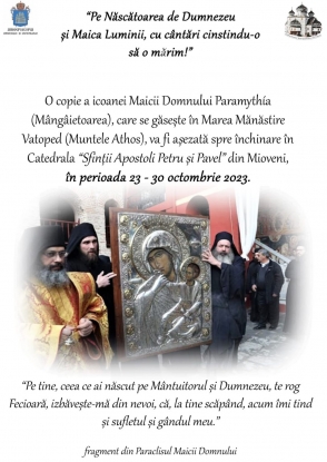 Icoana Maicii Domnului Paramythía va fi adusă la Catedrala din Mioveni